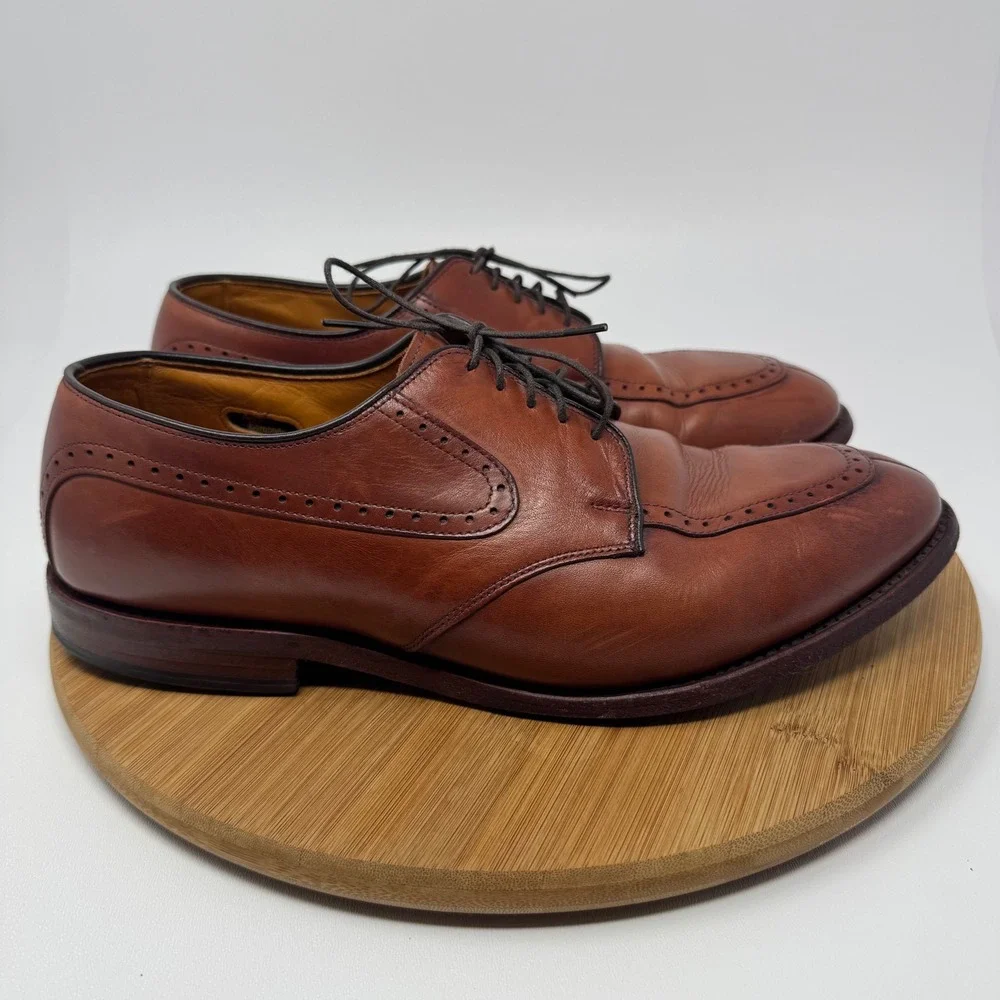 Allen Edmonds Kingsley Mens 9.5 EEE Brown Leather Wingtip Derby Shoes 3560 USA